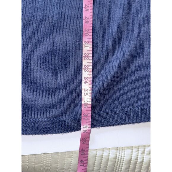 Boden 100% Wool Sweater Dress Preppy Academia Navy Blue Brown Y2K School Size 14 - Picture 11 of 12